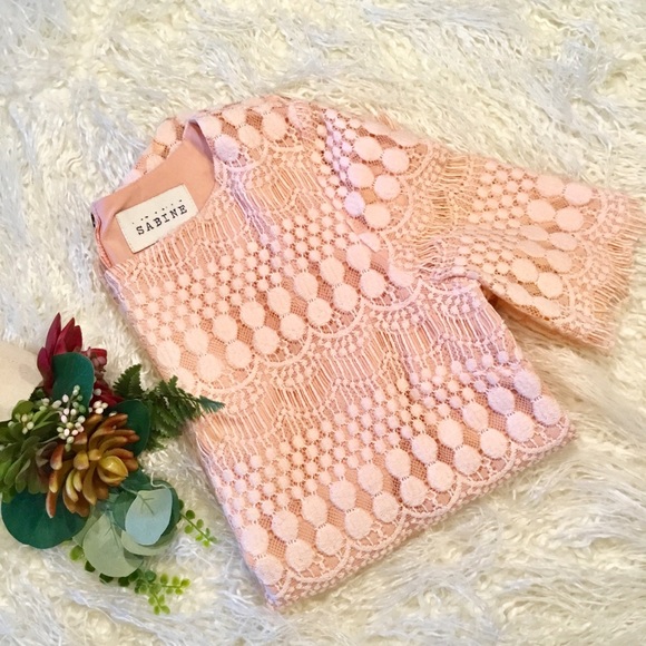 SABINE PINK LACE HALF SLEEVE TOP - Picture 4 of 5